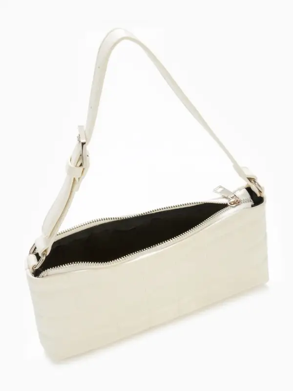 Сумка женская багет на молнии, 27&times;5&times;13 см, белая