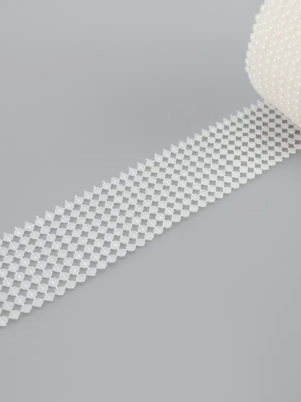 Лента с имитацией жемчуга, 4 см, 9&plusmn;1 м, белая