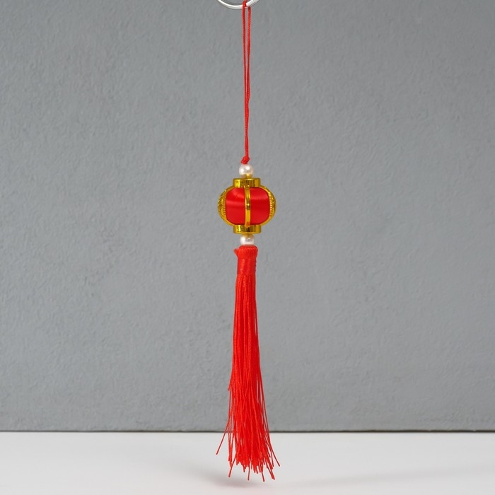 Подвеска текстиль, пластик Подвеска текстиль, пластик "Китайский фонарик с иероглифом" 2,8х2,8х17 см