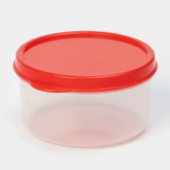 Контейнер круглый Доляна, пищевой, 150 мл, прозрачный, крышка красная Контейнер круглый Доляна, пищевой, 150 мл, прозрачный, крышка красная