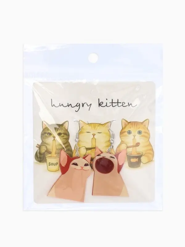 Серьги акриловые &laquo;Коты&raquo;, забавные, бежево-коричневые