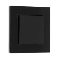 Выключатель проходной TOT Glossy Glass, 10 А, 1 клавиша, скрытый монтаж, стеклянная рамка, чёрный