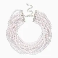 Чокер &laquo;Императрица&raquo; с жемчугом, 12 рядов, №6, L=30см+10см, цвет белый в серебре