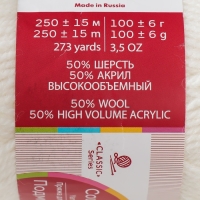 Пряжа "Подмосковная" 50% шерсть, 50% акрил 250м/100гр (01, белый)