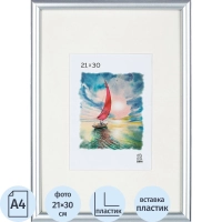 Рамка А4 пластиковая PS 516 серебро матовое