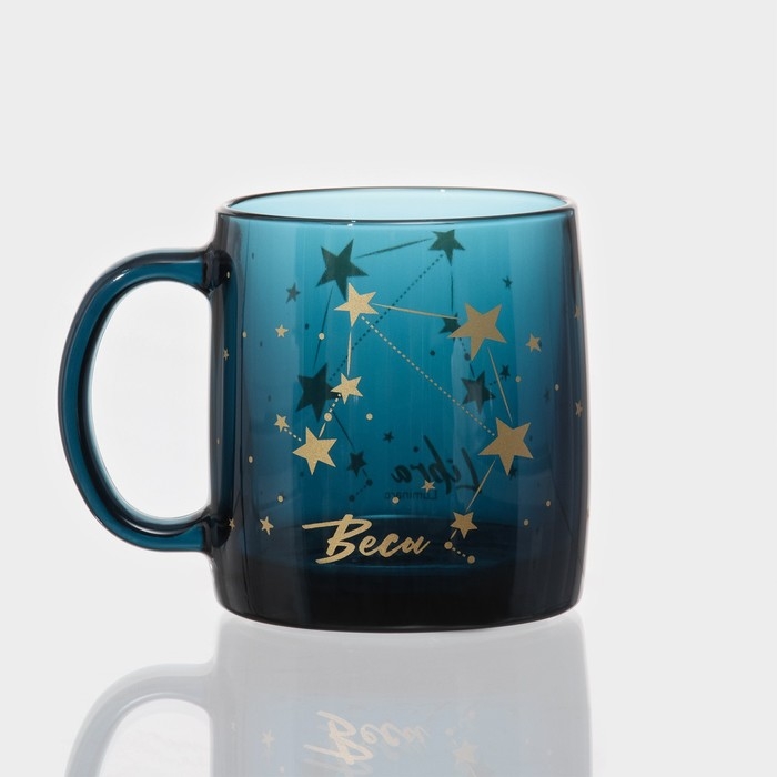 Кружка стеклянная «Нордик Зодиак», 380 мл, цвет лондон топаз, рисунок МИКС