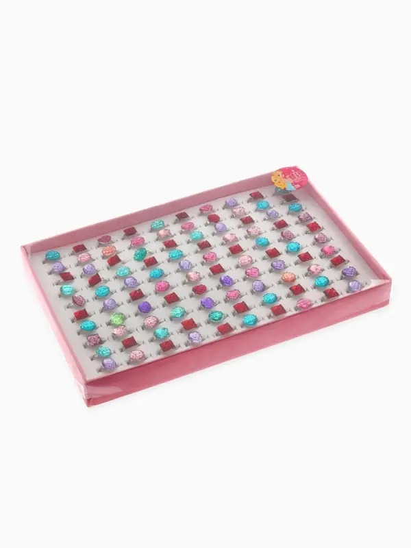 Кольцо «Выбражулька. Яркая геометрия», фасовка 100 шт. цвет МИКС, форма МИКС, безразмерное Кольцо «Выбражулька. Яркая геометрия», фасовка 100 шт. цвет МИКС, форма МИКС, безразмерное