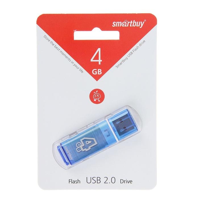 Флешка Smartbuy Glossy, 4 Гб, USB2.0, чт до 25 Мб/с, зап до 15 Мб/с, синяя Флешка Smartbuy Glossy, 4 Гб, USB2.0, чт до 25 Мб/с, зап до 15 Мб/с, синяя