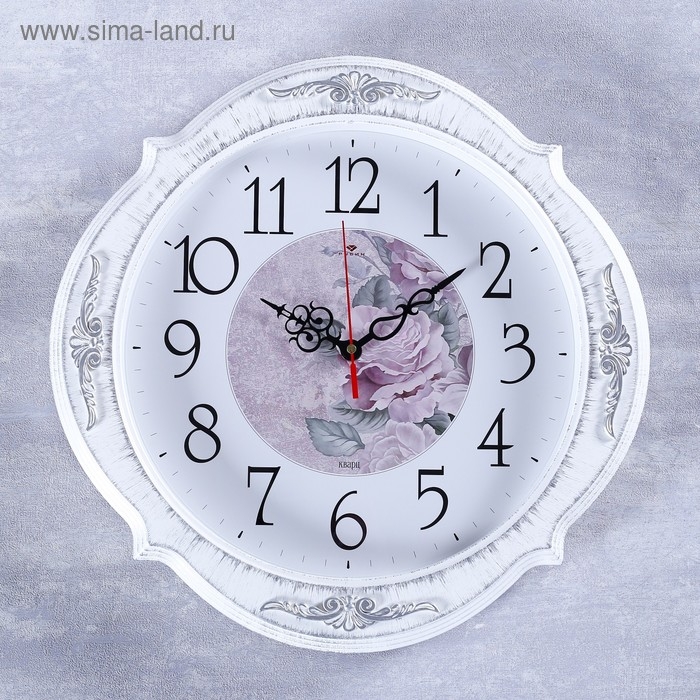Часы настенные, интерьерные "Баконг", бесшумные, d-40 см, белое серебро