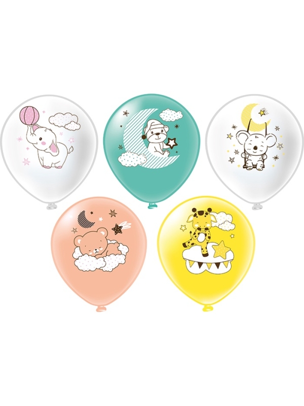 Шар латексный 12 Шар латексный 12" "Зверята!", 1 ст, 2 цв, набор 25 шт. МИКС