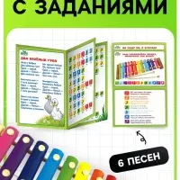Металлофон музыкальная игрушка, 8 тонов, карточки с песнями
