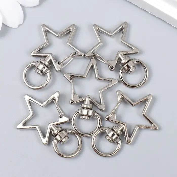 Карабин металл с кольцом Карабин металл с кольцом "Звезда" серебро набор 5 шт 3,4х2,3 см