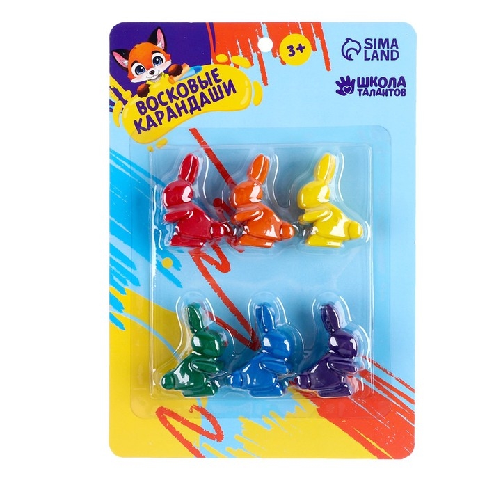 Восковые карандаши «Зайки», набор 6 цветов Восковые карандаши «Зайки», набор 6 цветов