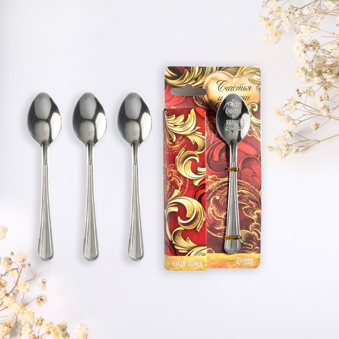 Набор чайных ложек &laquo;Счастья и удачи&raquo;, 4 шт.
