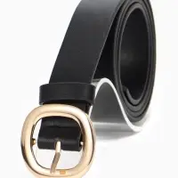 Ремень женский, 2.8&times;107 см, 1 прокол, золотистая пряжка, чёрный