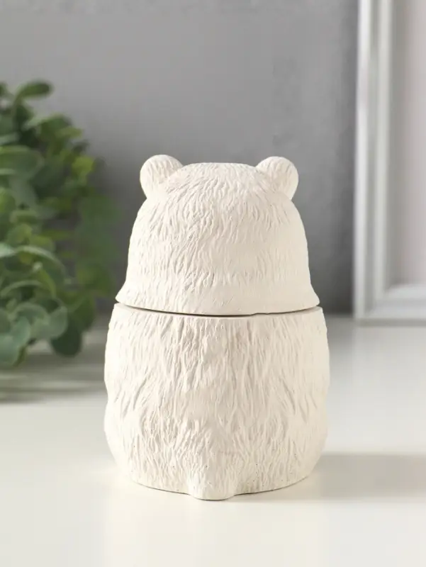 Шкатулка с крышкой для украшений &laquo;Медведь&raquo;, 11&times;7 см, гипс