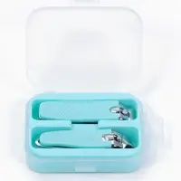 Кусачки книпсер, набор, 2 предмета, в футляре, бирюзовые, серебристые
