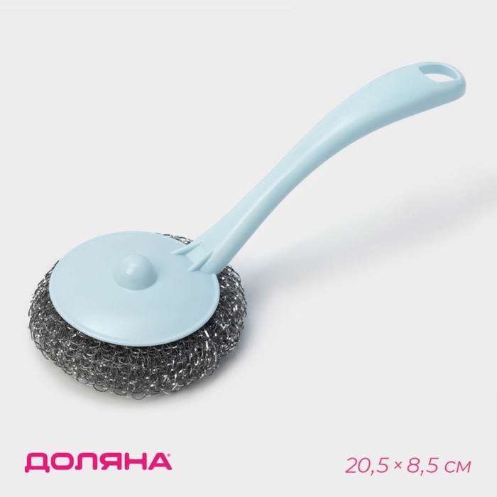 Губка для посуды Доляна «Бублик», с ручкой, металлическая, 15 гр, цвет МИКС Губка для посуды Доляна «Бублик», с ручкой, металлическая, 15 гр, цвет МИКС