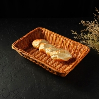 Корзинка для фруктов и хлеба Доляна «Капучино», пластик, плетёная, 34×24×7 см, коричневая