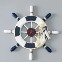 Декор настенный, панно &laquo;Штурвал с морской звездой&raquo;, бело-синий, 33&times;33&times;2 см
