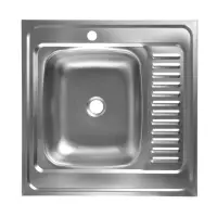 Мойка кухонная ZEIN, накладная, левая, 0.4 мм, 60*60*16 см, 1 1/2&rsquo;&rsquo;, без сифона