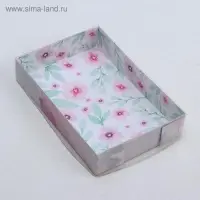 Кондитерская упаковка, коробка для макарун с PVC крышкой, «Весенний подарок», 18 х 12 х 3.5 см