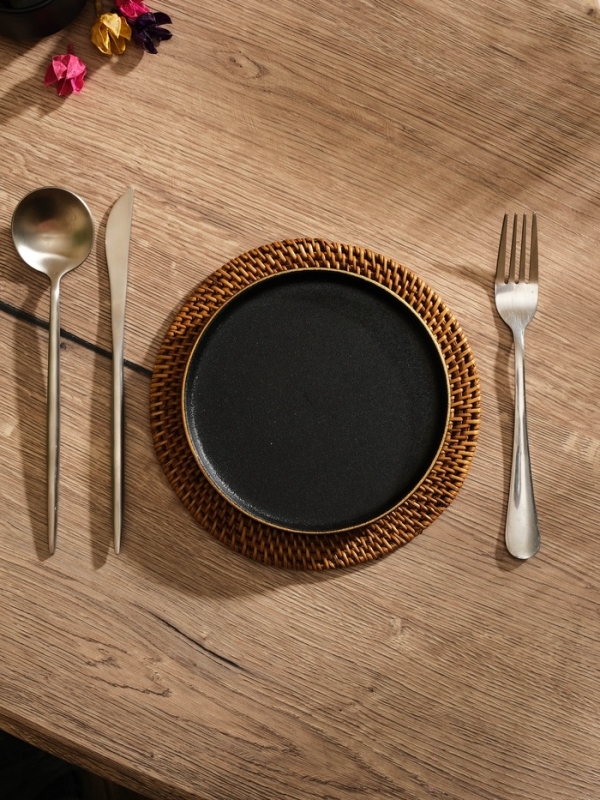 Коврик сервировочный плетеный круглый ротанг, 20х20х0,5 см