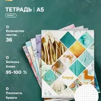Тетрадь 36 листов в клетку Calligrata &laquo;Коллаж&raquo;, обложка мелованный картон, МИКС