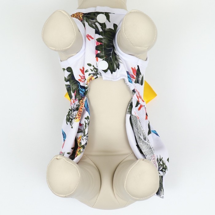 Платье для животных Тропики, S (ДС 25, ОГ 35 см), белое