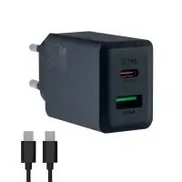 Сетевое зарядное устройство с кабелем Type-C на Type-C PD30W + USB QC3.0 N71 HOCO черное