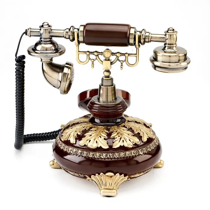 Ретро-телефон &laquo;Альсено&raquo;, громкая связь, выложенный лаврами, 23&times;26 см