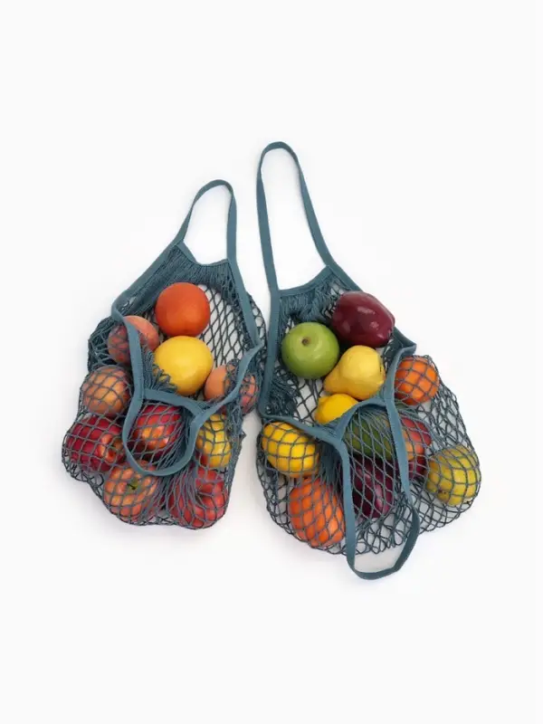 Набор 2 шт.: сумка-авоська плетёная, клетка 1.5 см, тёмно-бирюзовая