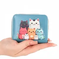 Кошелек дет 07-01-07 Коты, 10,8*2,5*8,5 см, на молнии, голубой