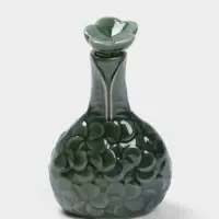 Сосуд для масла &laquo;Тропики&raquo;, 9&times;5.5&times;14 см, керамика, зелёный
