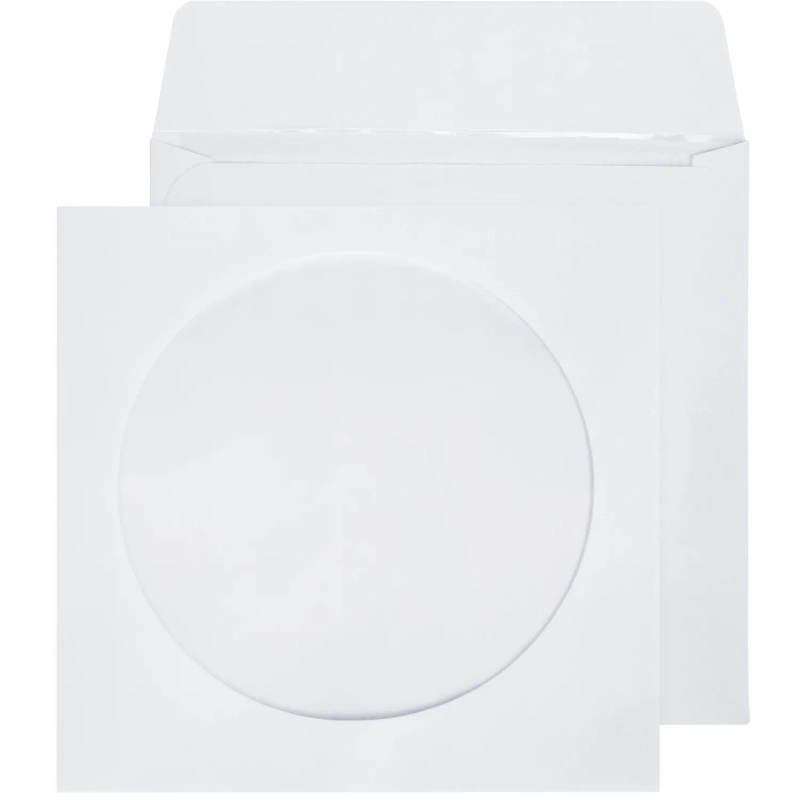 Конверт Белый CD декстрин 125х125 окно d100мм 25шт/уп/4573