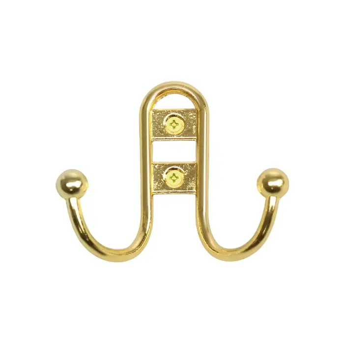 Крючок мебельный ТУНДРА TKd=016, двухрожковый, золото