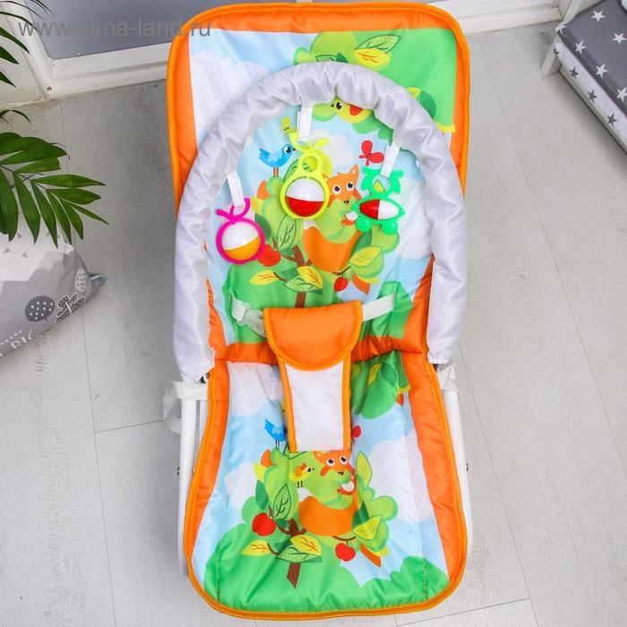 Шезлонг-качалка для новорождённых «Лесная сказка», игровая дуга, съёмные игрушки МИКС Шезлонг-качалка для новорождённых «Лесная сказка», игровая дуга, съёмные игрушки МИКС