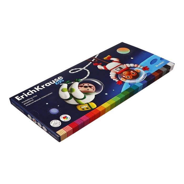 Пластилин 24 цвета, 432 г, ErichKrause Пластилин 24 цвета, 432 г, ErichKrause "Kids Space Animals", со стеком, в картонной упаковке