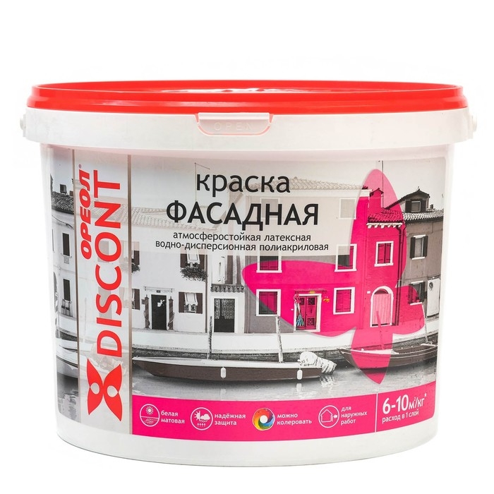 Краска акриловая фасадная ОРЕОЛ Дисконт 13 кг Краска акриловая фасадная ОРЕОЛ Дисконт 13 кг