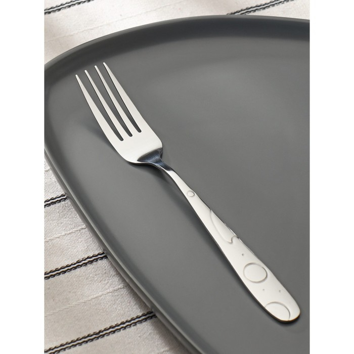 Набор вилок столовых из нержавеющей стали Доляна «Бабл», h=20 см, 6 шт, цвет серебряный Набор вилок столовых из нержавеющей стали Доляна «Бабл», h=20 см, 6 шт, цвет серебряный