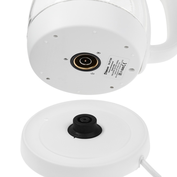Чайник электрический Sakura SA-2715W, стекло, 1.7 л, 2200 Вт, белый Чайник электрический Sakura SA-2715W, стекло, 1.7 л, 2200 Вт, белый