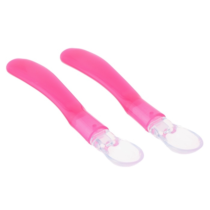 Набор детских силиконовых ложек, цвет розовый Набор детских силиконовых ложек, цвет розовый