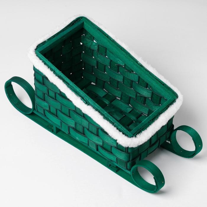 Кашпо «Сани», зелёное, 23×13,5×10,5/16,5 см, шпон Кашпо «Сани», зелёное, 23×13,5×10,5/16,5 см, шпон