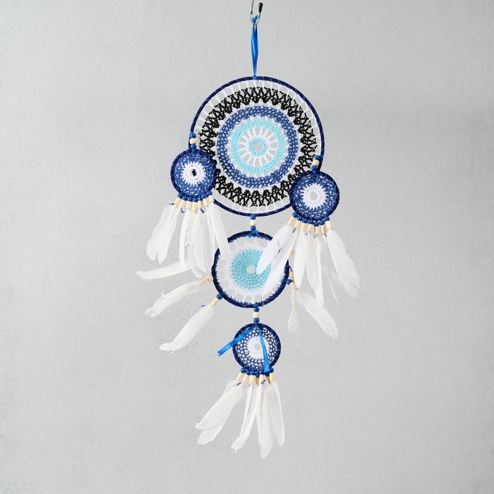 Ловец снов от сглаза 5 колец Ловец снов от сглаза 5 колец "Назар" с перьями 20х55 см