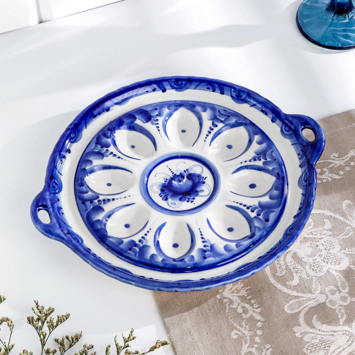 Подставка для яиц Подставка для яиц "Куличница", гжель, фарфор, 25х11 см