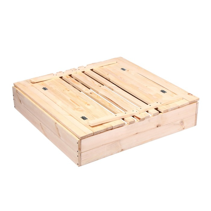 Песочница детская деревянная, с крышкой, 100 × 100 × 18 см, без покраски, лавочки (2 шт.), Greengo Песочница детская деревянная, с крышкой, 100 × 100 × 18 см, без покраски, лавочки (2 шт.), Greengo