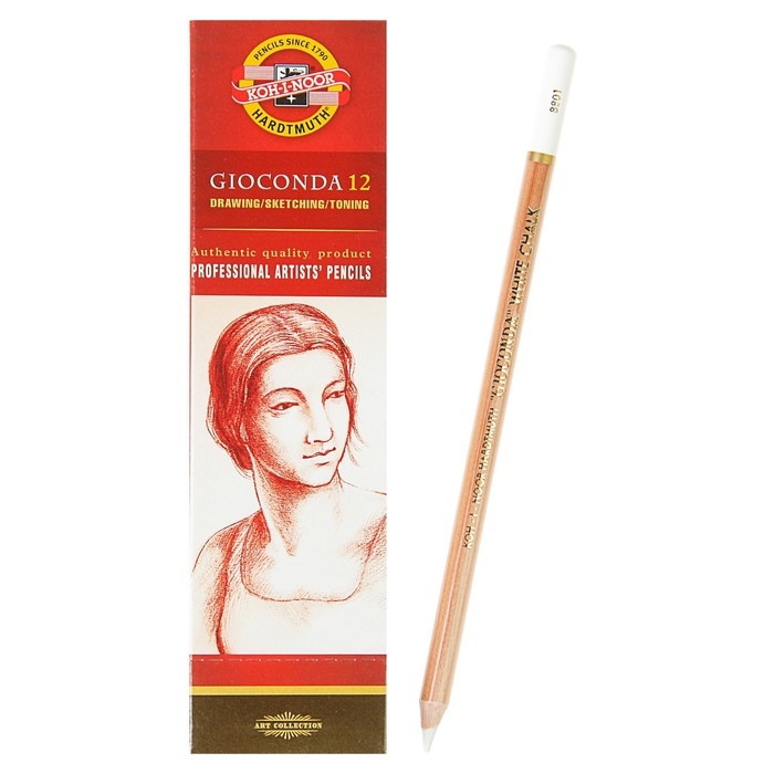 Карандаш художественный меловой 4.2 мм, Koh-I-Noor GIOCONDA 8801, белый, L=175 мм Карандаш художественный меловой 4.2 мм, Koh-I-Noor GIOCONDA 8801, белый, L=175 мм