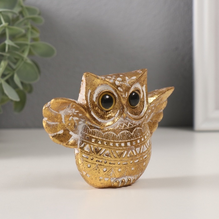 Сувенир полистоун Сувенир полистоун "Золотой филин с расправленными крыльями" геометрич. узоры 11,5х3,2х7,8 см 10323