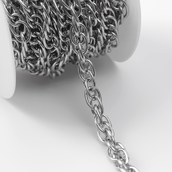 Цепочка для сумки, железная, 9,15 × 6 мм, 3 ± 0,1 м цвет серебряный