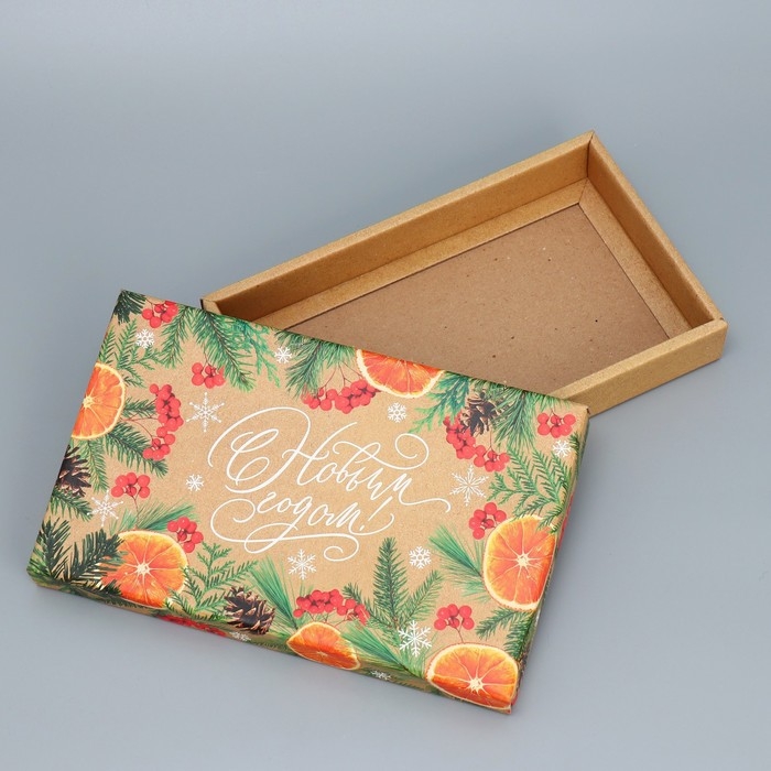 Коробка подарочная новогодняя складная «Мандариновое настроение», 25.5 х 15 х 4 см, Новый год Коробка подарочная новогодняя складная «Мандариновое настроение», 25.5 х 15 х 4 см, Новый год